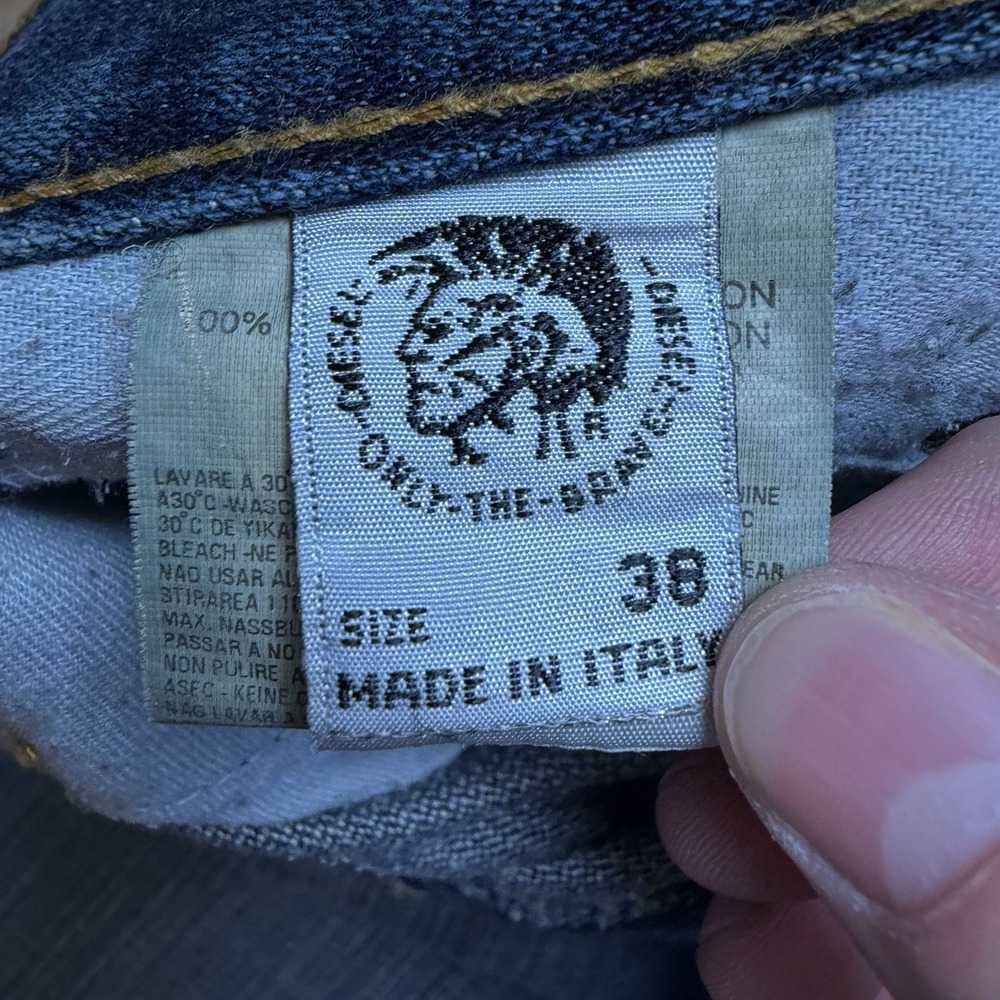 Vintage Diesel Kratt Jeans Men 38x32 Blue Relaxed Straight Dark Wash Made Italy - Picture 10 of 16